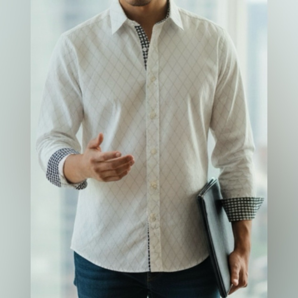 COOFANDY- Men's White Casual Button Down Shirt